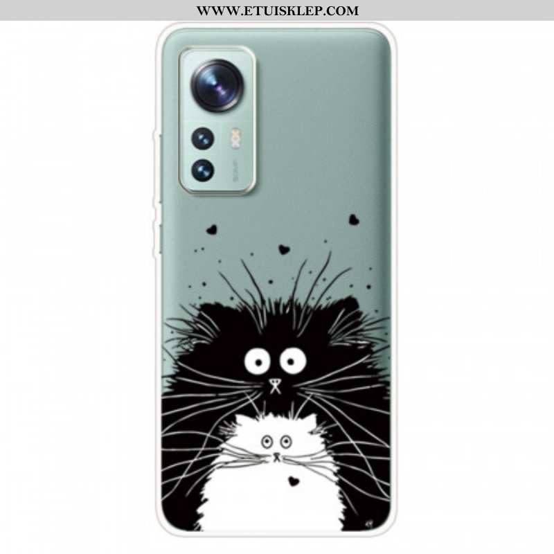 Futerały do Xiaomi 12 Pro Silikonowe Czarno-białe Koty